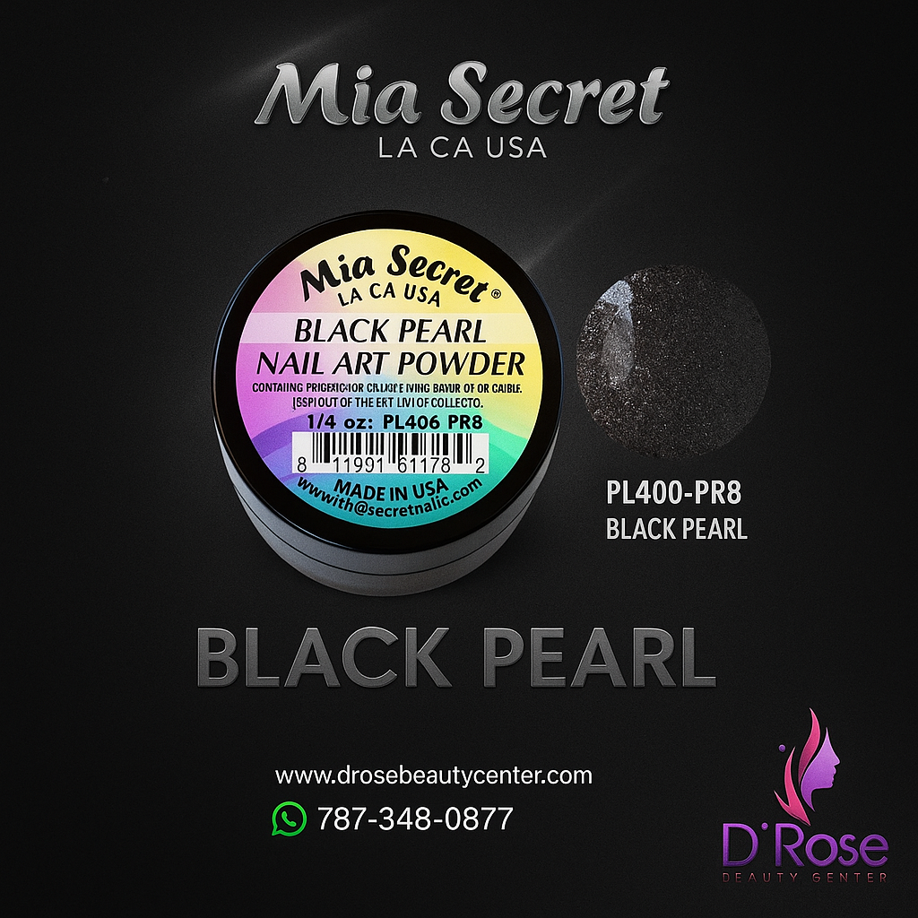 💎 Mia Secret Polvo Acrílico Black Pearl (1/4 oz) | Colección Pearl, Acabado Negro Perlado PL400-PR8