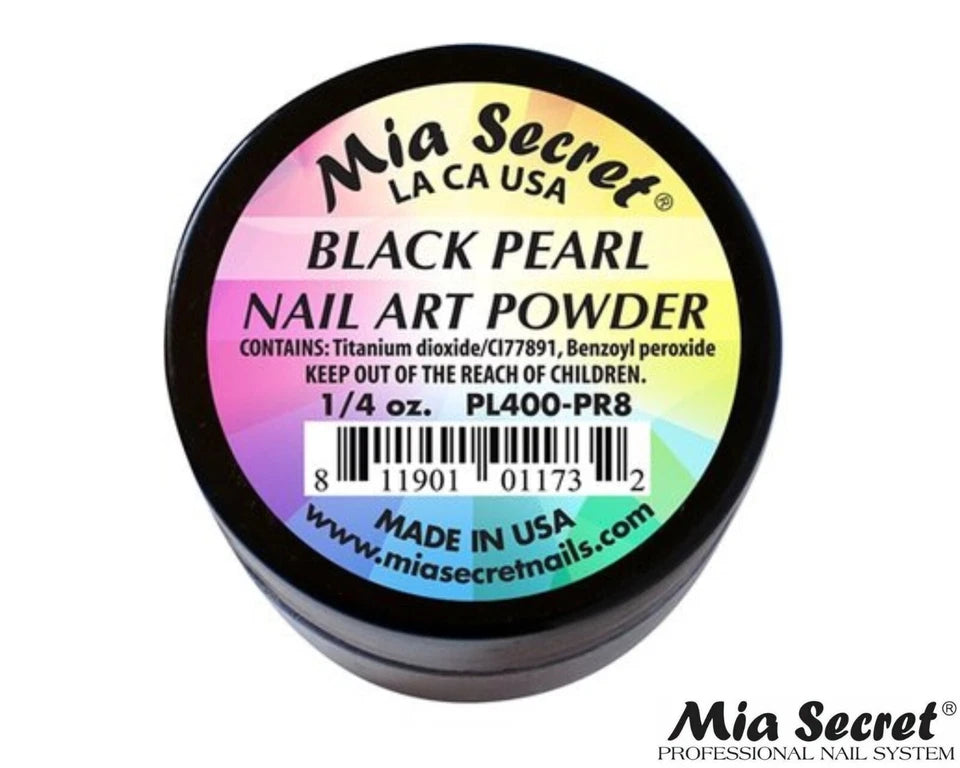 💎 Mia Secret Polvo Acrílico Black Pearl (1/4 oz) | Colección Pearl, Acabado Negro Perlado PL400-PR8