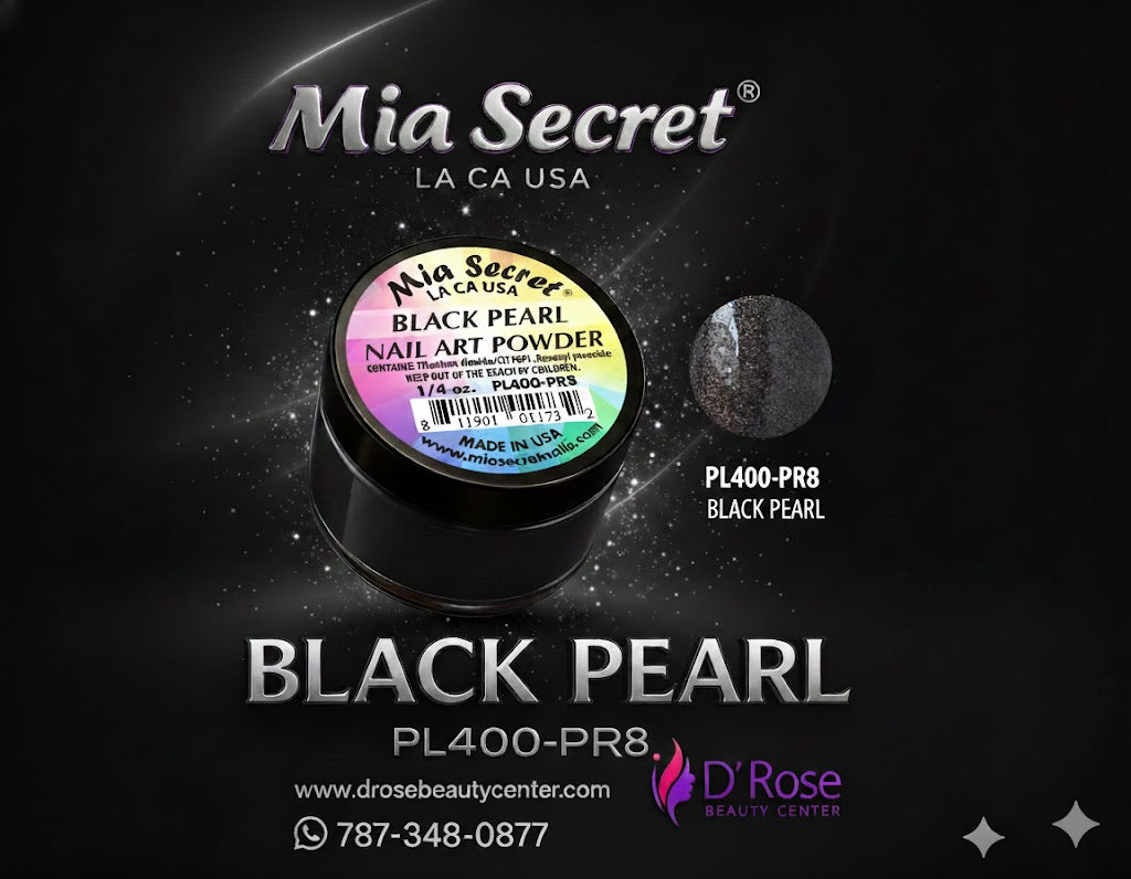 💎 Mia Secret Polvo Acrílico Black Pearl (1/4 oz) | Colección Pearl, Acabado Negro Perlado PL400-PR8