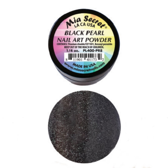 💎 Mia Secret Polvo Acrílico Black Pearl (1/4 oz) | Colección Pearl, Acabado Negro Perlado PL400-PR8