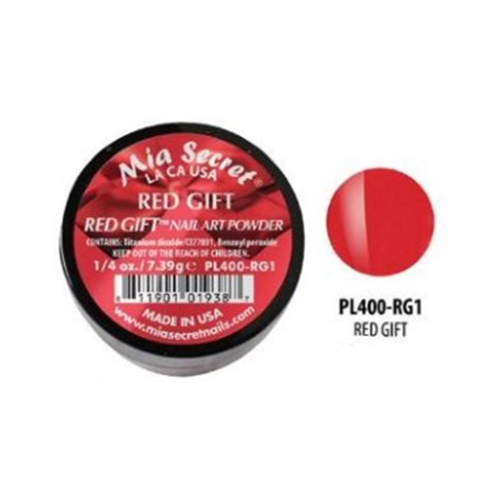 🔴 Mia Secret Polvo Acrílico Red Gift (1/4 oz) | Colección Red Gift, El Rojo Puro para Nail Art PL400-RG1