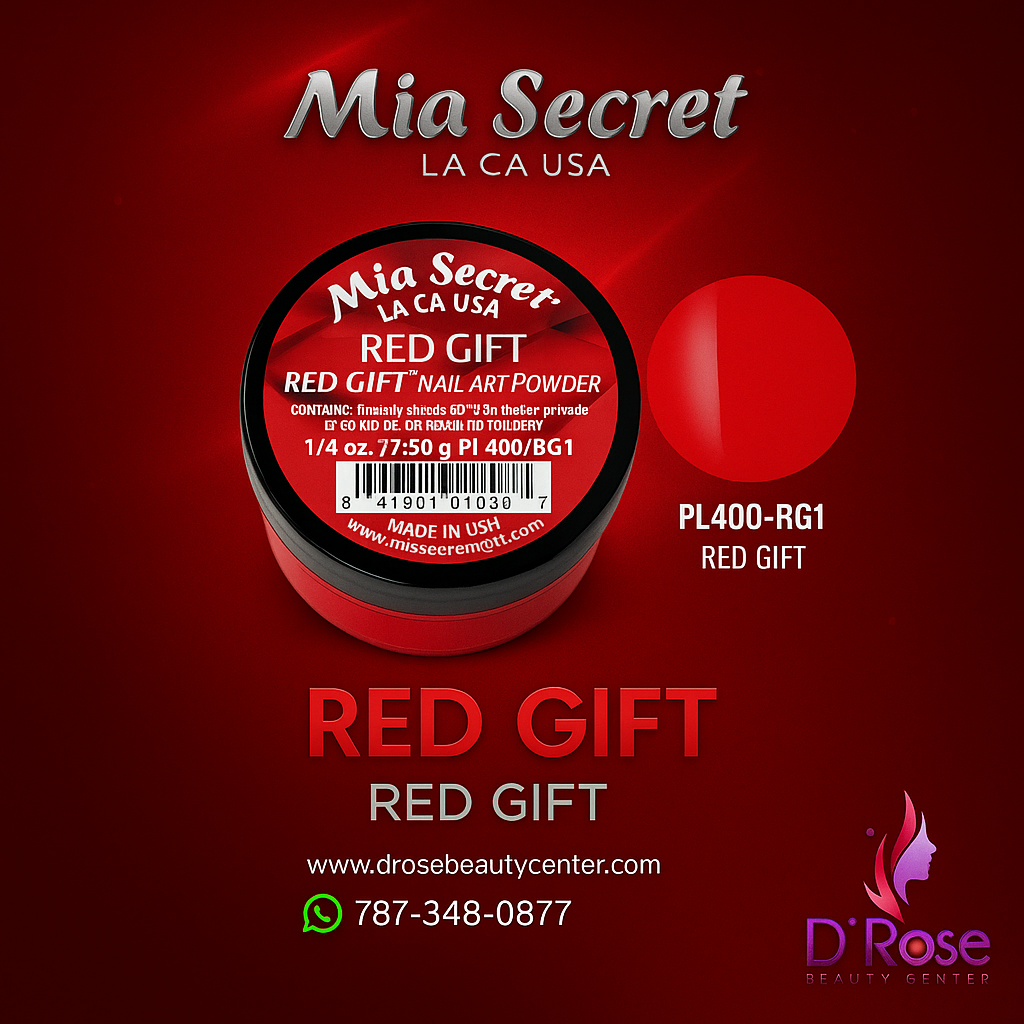 🔴 Mia Secret Polvo Acrílico Red Gift (1/4 oz) | Colección Red Gift, El Rojo Puro para Nail Art PL400-RG1