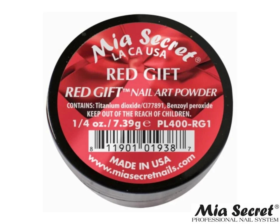 🔴 Mia Secret Polvo Acrílico Red Gift (1/4 oz) | Colección Red Gift, El Rojo Puro para Nail Art PL400-RG1