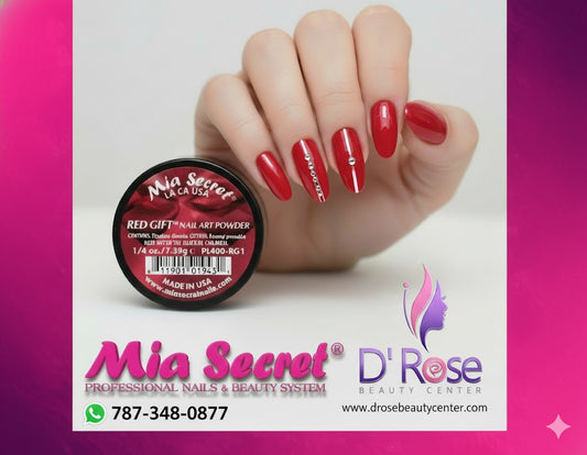 🔴 Mia Secret Polvo Acrílico Red Gift (1/4 oz) | Colección Red Gift, El Rojo Puro para Nail Art PL400-RG1