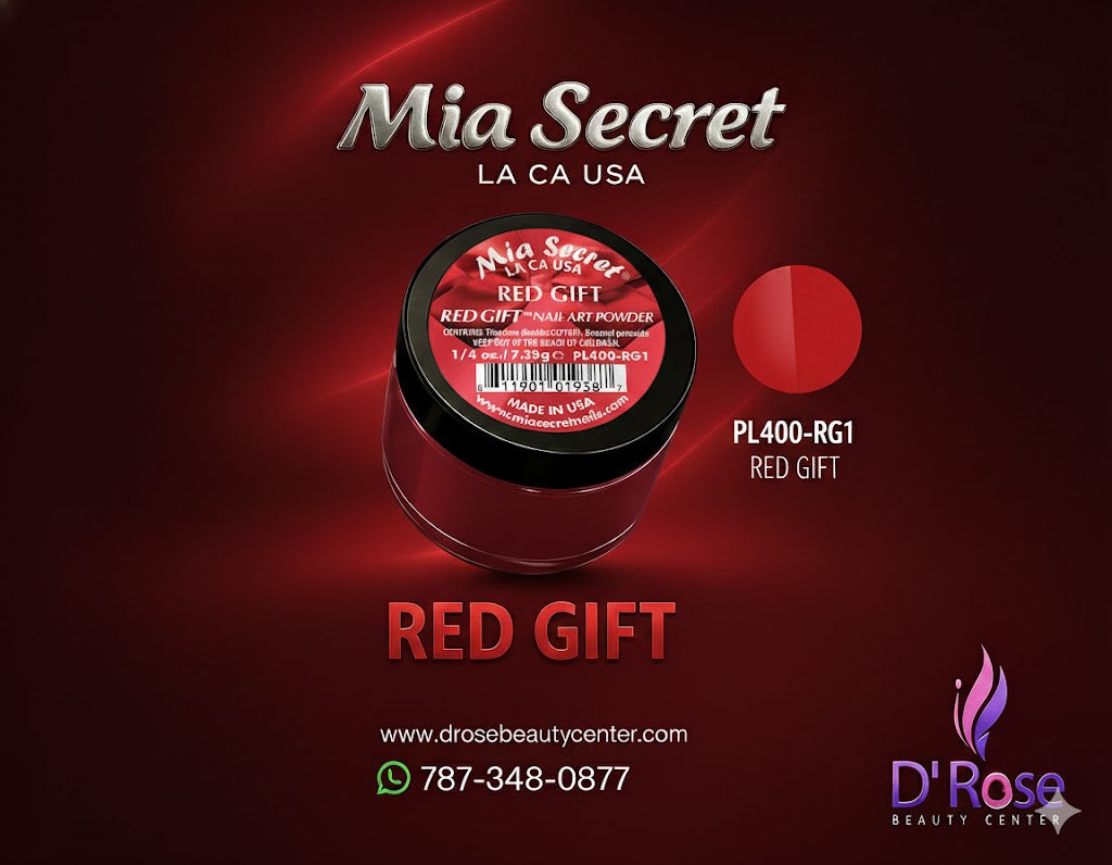 🔴 Mia Secret Polvo Acrílico Red Gift (1/4 oz) | Colección Red Gift, El Rojo Puro para Nail Art PL400-RG1
