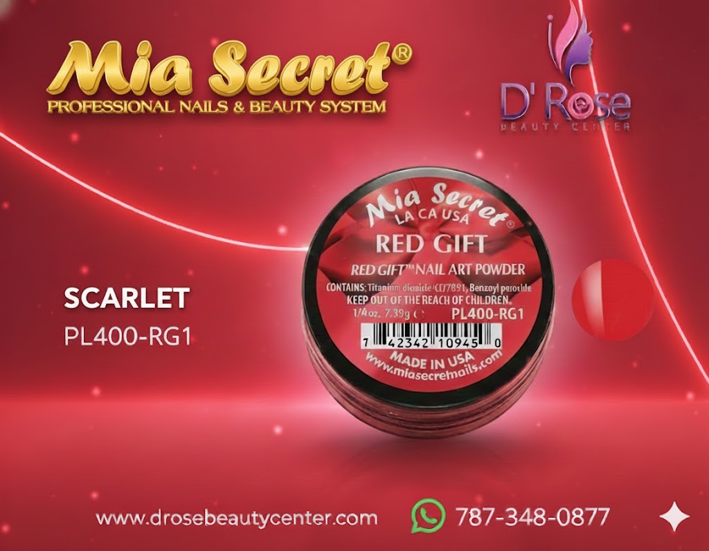 🔴 Mia Secret Polvo Acrílico Red Gift (1/4 oz) | Colección Red Gift, El Rojo Puro para Nail Art PL400-RG1
