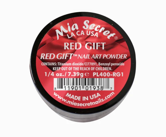 🔴 Mia Secret Polvo Acrílico Red Gift (1/4 oz) | Colección Red Gift, El Rojo Puro para Nail Art PL400-RG1