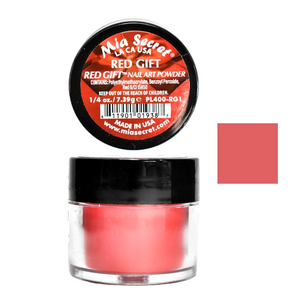 🔴 Mia Secret Polvo Acrílico Red Gift (1/4 oz) | Colección Red Gift, El Rojo Puro para Nail Art PL400-RG1