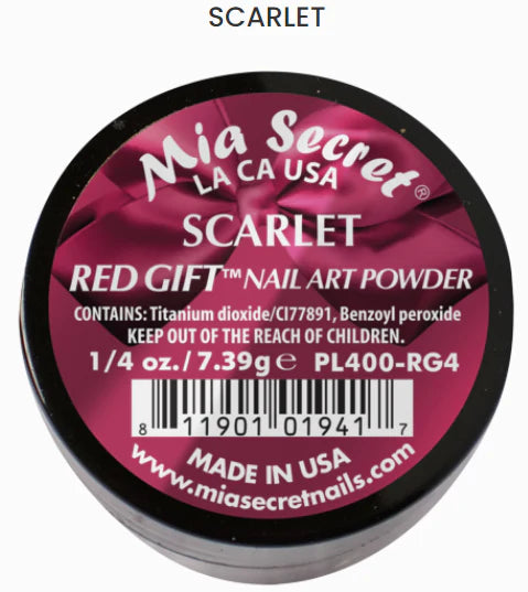 🍷 Mia Secret Polvo Acrílico Scarlet (1/4 oz) | Colección Red Gift, Tono Clásico y Premium PL400-RG4