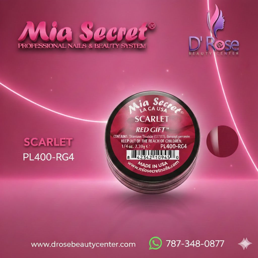 🍷 Mia Secret Polvo Acrílico Scarlet (1/4 oz) | Colección Red Gift, Tono Clásico y Premium PL400-RG4