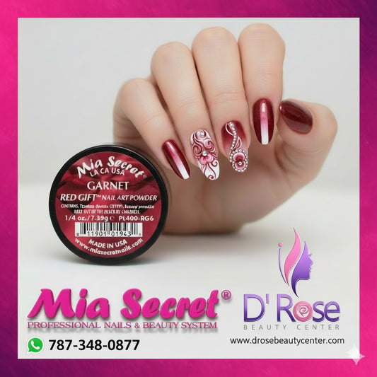 🔴 Mia Secret Polvo Acrílico Garnet (1/4 oz) | Colección Red Gift, Coloración de Uñas Premium