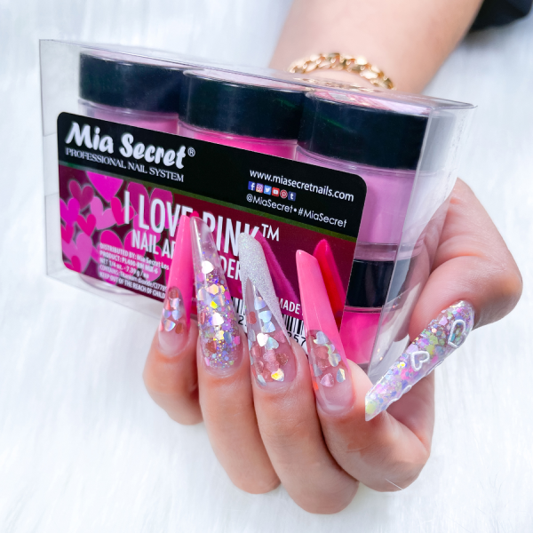 💗 Mia Secret – I Love Pink™ Kit Acrílico 6 Piezas | PL400-RM-MIX-6
