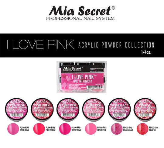 💗 Mia Secret – I Love Pink™ Kit Acrílico 6 Piezas | PL400-RM-MIX-6
