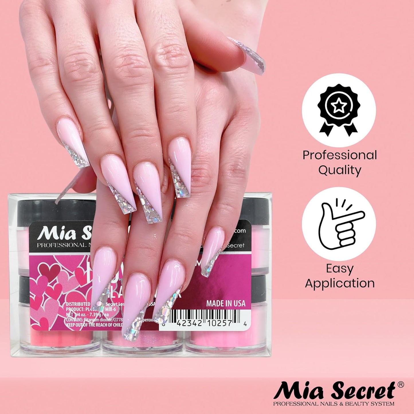 💗 Mia Secret – I Love Pink™ Kit Acrílico 6 Piezas | PL400-RM-MIX-6