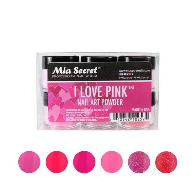 💗 Mia Secret – I Love Pink™ Kit Acrílico 6 Piezas | PL400-RM-MIX-6