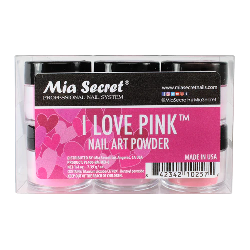💗 Mia Secret – I Love Pink™ Kit Acrílico 6 Piezas | PL400-RM-MIX-6