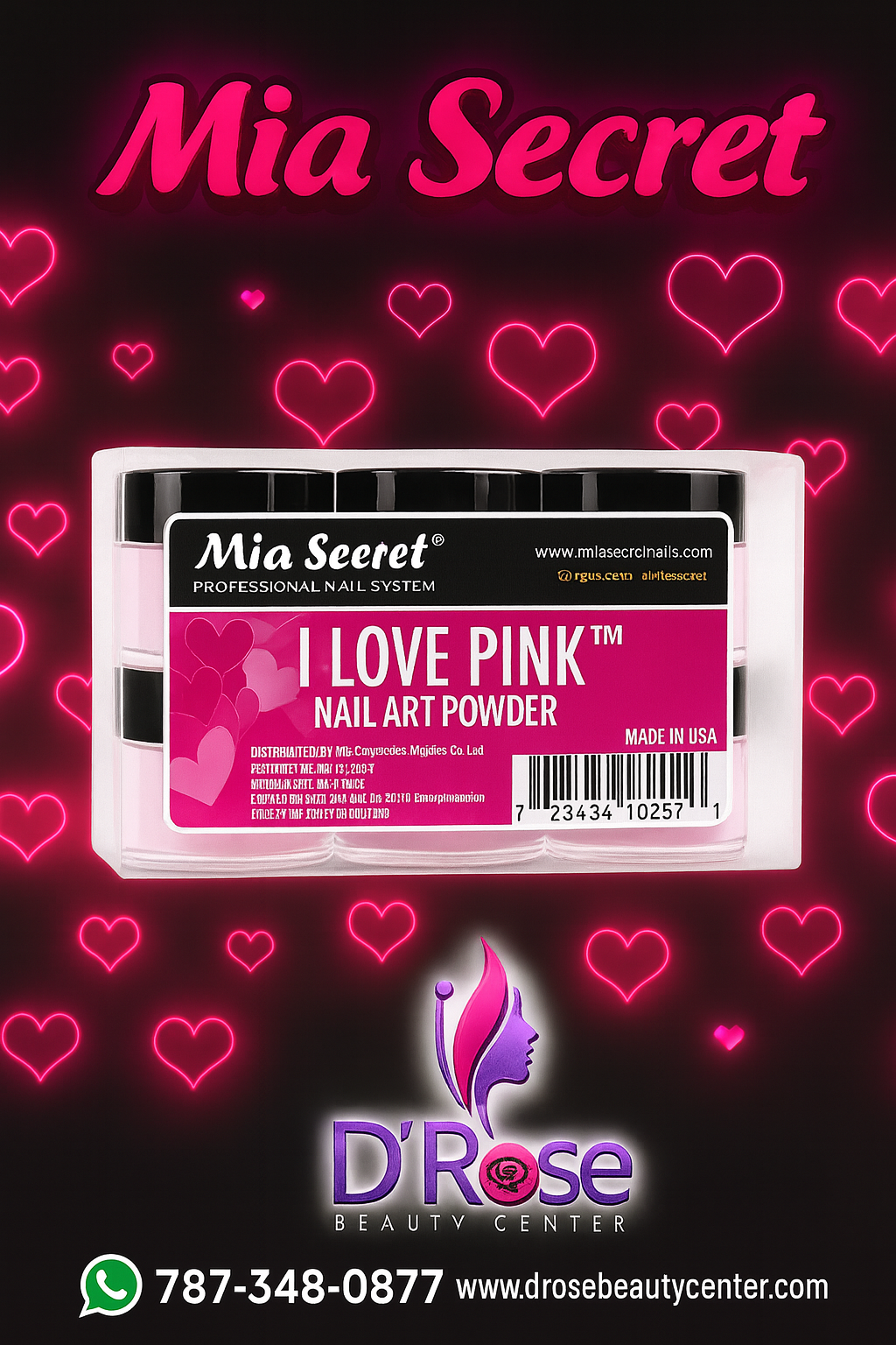 💗 Mia Secret – I Love Pink™ Kit Acrílico 6 Piezas | PL400-RM-MIX-6