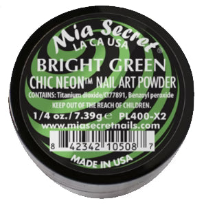 💚✨ MIA SECRET — BRIGHT GREEN CHIC NEON™ Nail Art Powder • PL400-X2 • 1/4 oz