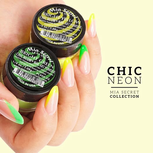 💚✨ MIA SECRET — BRIGHT GREEN CHIC NEON™ Nail Art Powder • PL400-X2 • 1/4 oz
