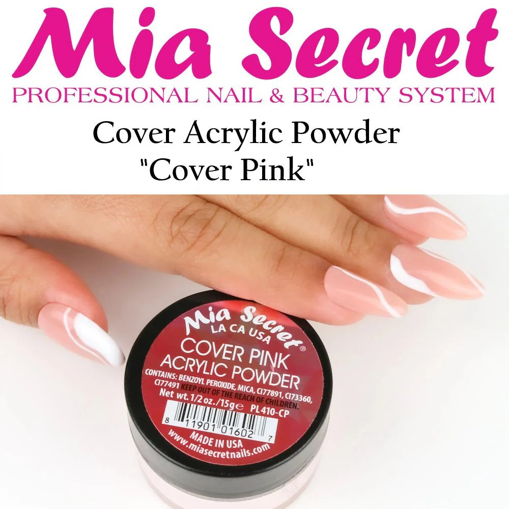 💖 Mia Secret® Cover Pink Acrylic Powder 1/2 oz (PL410-CP) – Acrílico Cover Profesional para Baby Boomer y Estructuras Nude