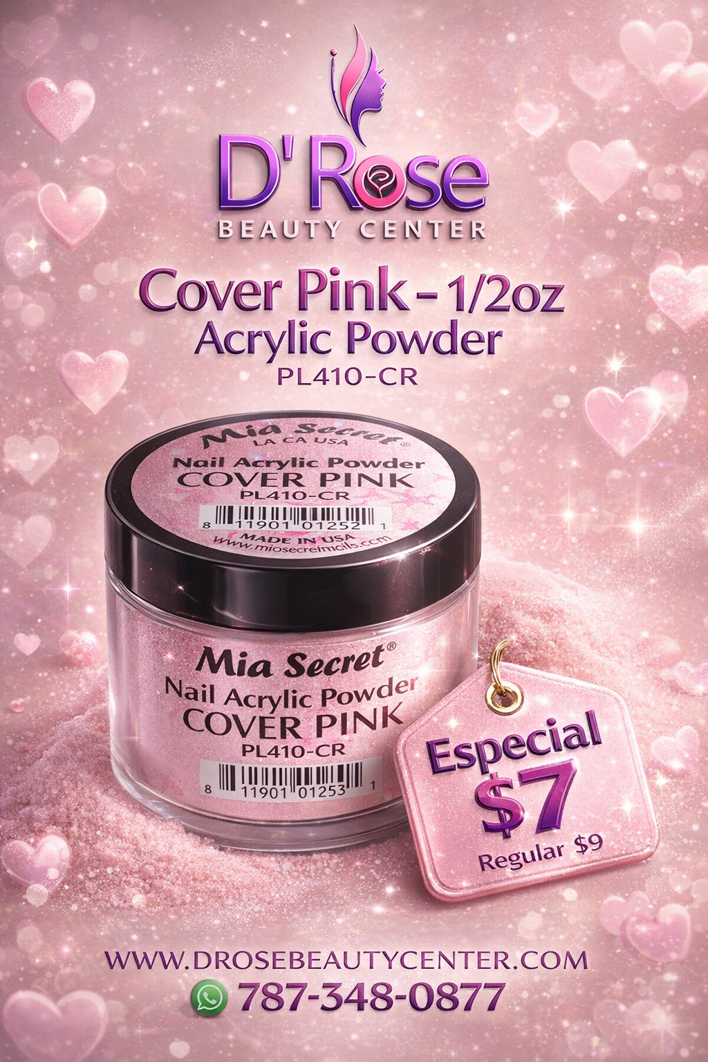 💖✨ Mia Secret® Cover ROSE – Acrílico Cover Profesional 1/2 oz (PL410-CR) ✨💖