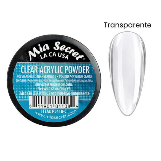 💖✨ **Mia Secret Clear Acrylic Powder 1/2 oz (15 g) – PL410-C | Transparencia Profesional de Alto Nivel ✨💖