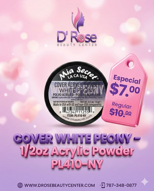 💖✨ Mia Secret® Cover White Peony – Cover Acrylic Powder 1/2 oz (14 g) | PL410-NY ✨💅