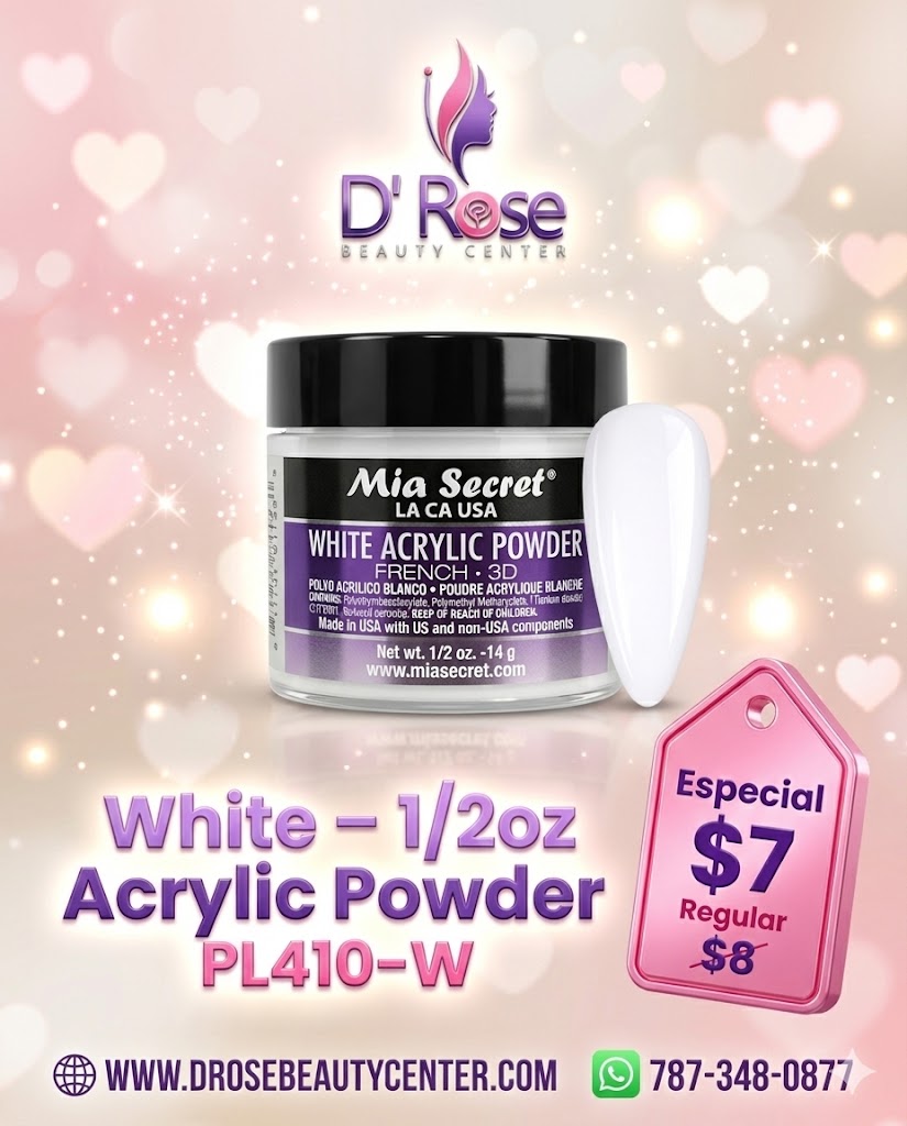🤍✨ Mia Secret® WHITE ACRYLIC POWDER FRENCH-3D 1/2 oz | Blanco Puro Profesional | PL410-W ✨🤍