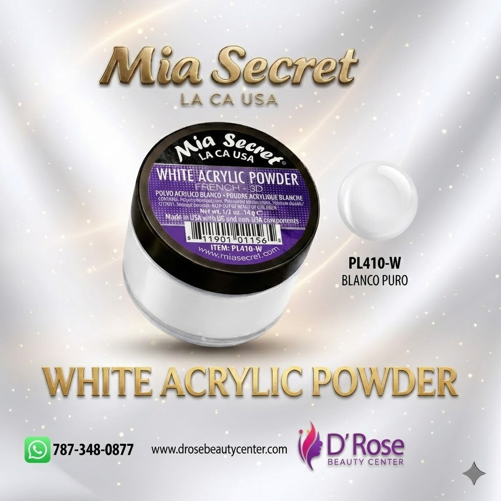 🤍✨ Mia Secret® WHITE ACRYLIC POWDER FRENCH-3D 1/2 oz | Blanco Puro Profesional | PL410-W ✨🤍