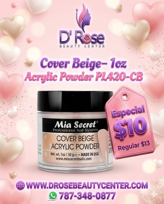 💖✨ Mia Secret® Cover BEIGE – Acrílico Cover Profesional 1 oz (PL420-CB) ✨💖