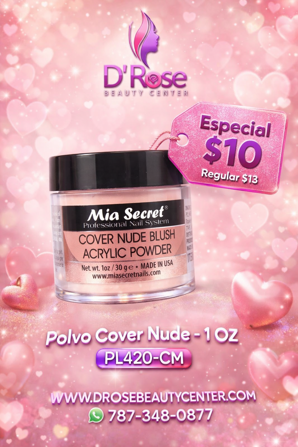 💖✨ Mia Secret® Cover Nude Blush – Acrílico Cover Profesional 1 oz (PL420-CM) ✨💖