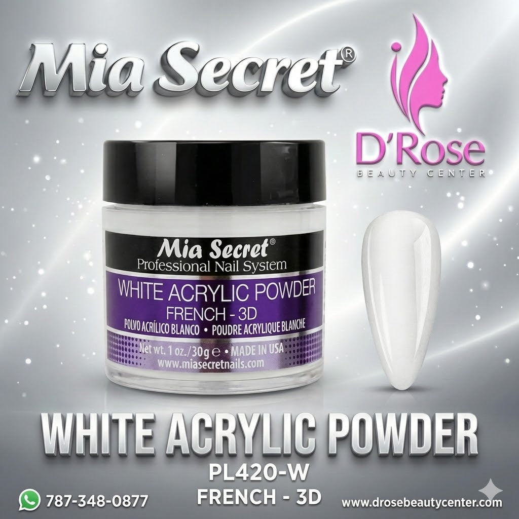 💖✨ Mia Secret® White Acrylic Powder French-3D 1 oz | Blanco Puro Profesional (PL420-W) ✨💖