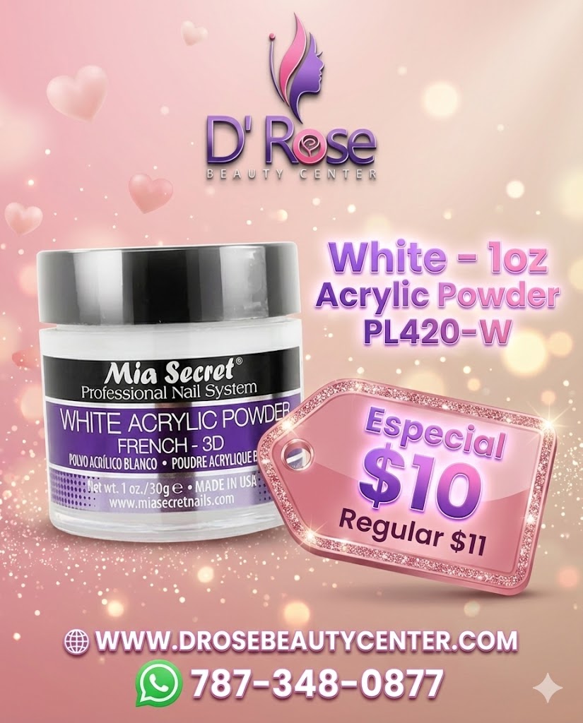 💖✨ Mia Secret® White Acrylic Powder French-3D 1 oz | Blanco Puro Profesional (PL420-W) ✨💖