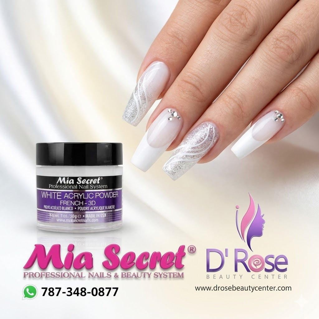💖✨ Mia Secret® White Acrylic Powder French-3D 1 oz | Blanco Puro Profesional (PL420-W) ✨💖