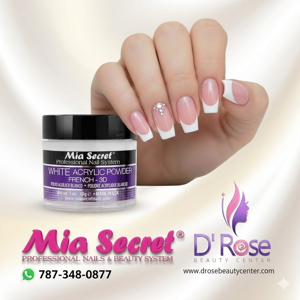 💖✨ Mia Secret® White Acrylic Powder French-3D 1 oz | Blanco Puro Profesional (PL420-W) ✨💖