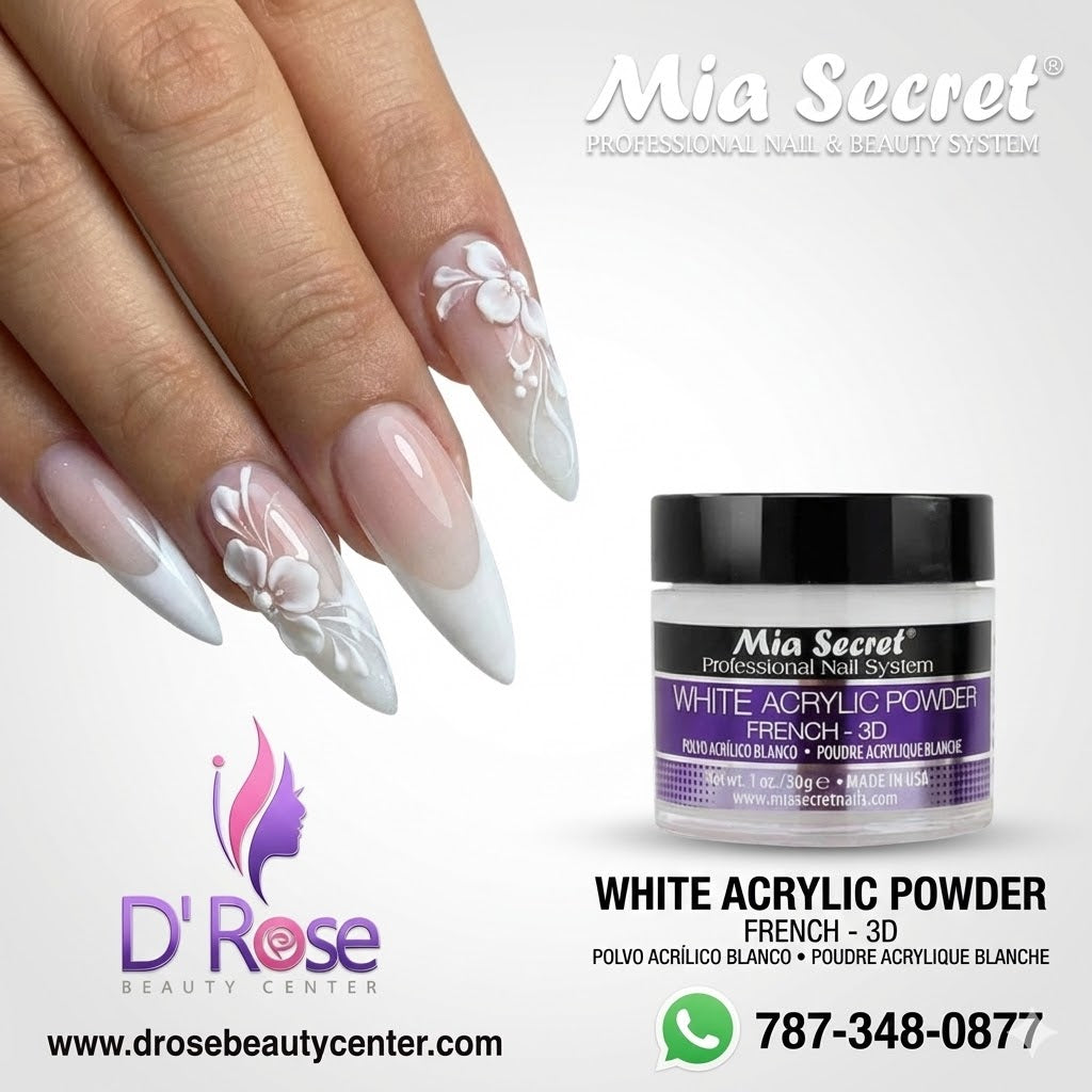💖✨ Mia Secret® White Acrylic Powder French-3D 1 oz | Blanco Puro Profesional (PL420-W) ✨💖