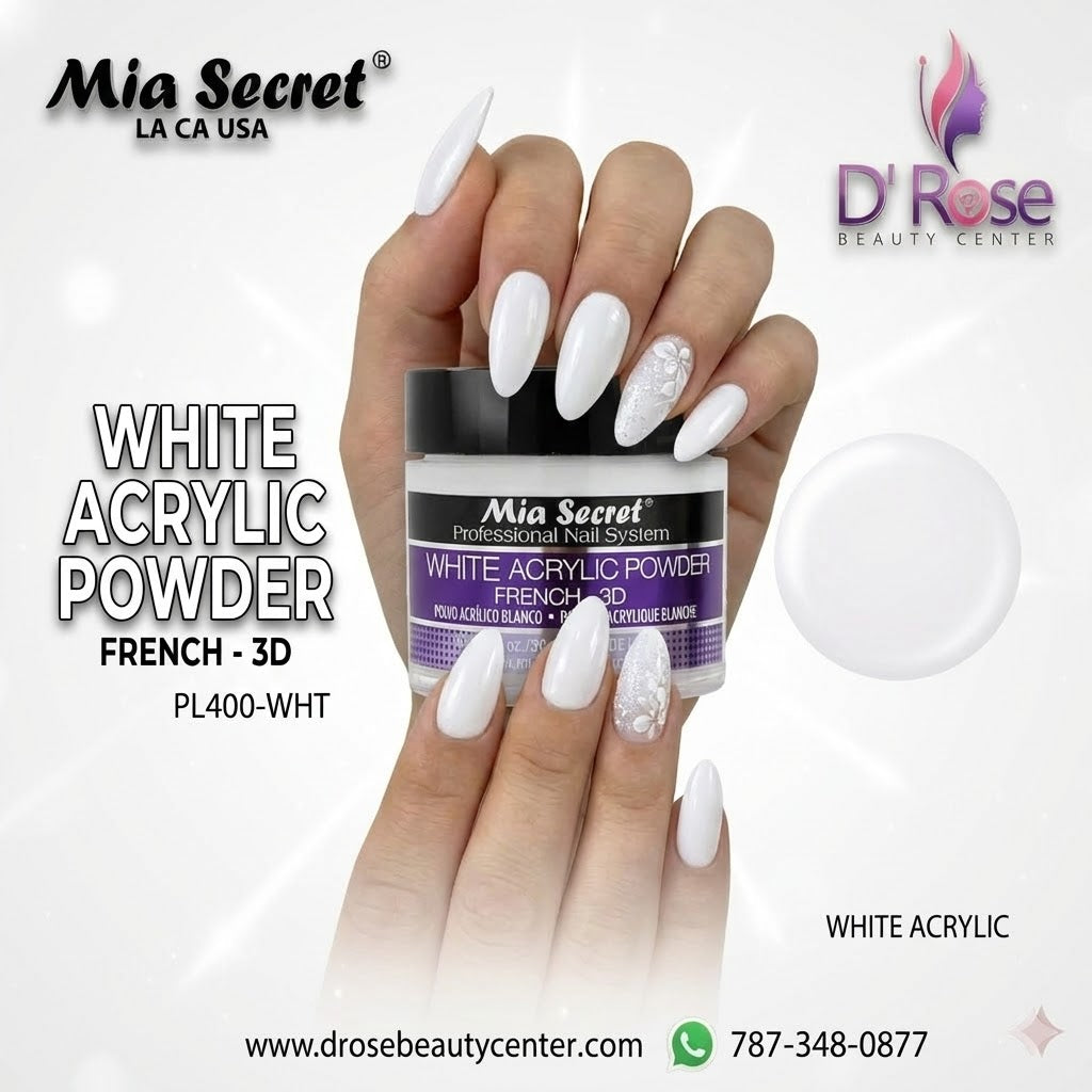 💖✨ Mia Secret® White Acrylic Powder French-3D 1 oz | Blanco Puro Profesional (PL420-W) ✨💖
