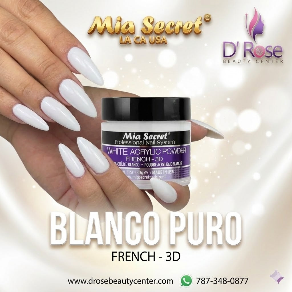 💖✨ Mia Secret® White Acrylic Powder French-3D 1 oz | Blanco Puro Profesional (PL420-W) ✨💖