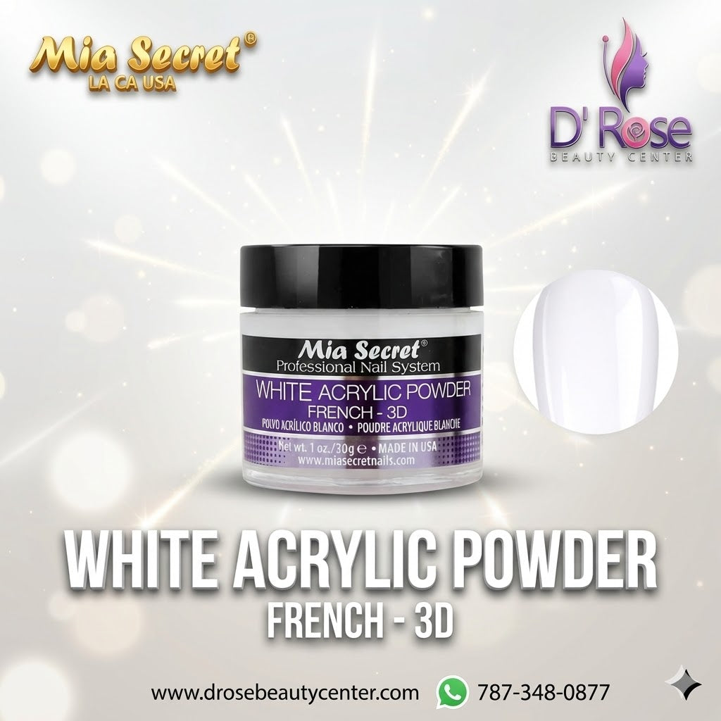 💖✨ Mia Secret® White Acrylic Powder French-3D 1 oz | Blanco Puro Profesional (PL420-W) ✨💖