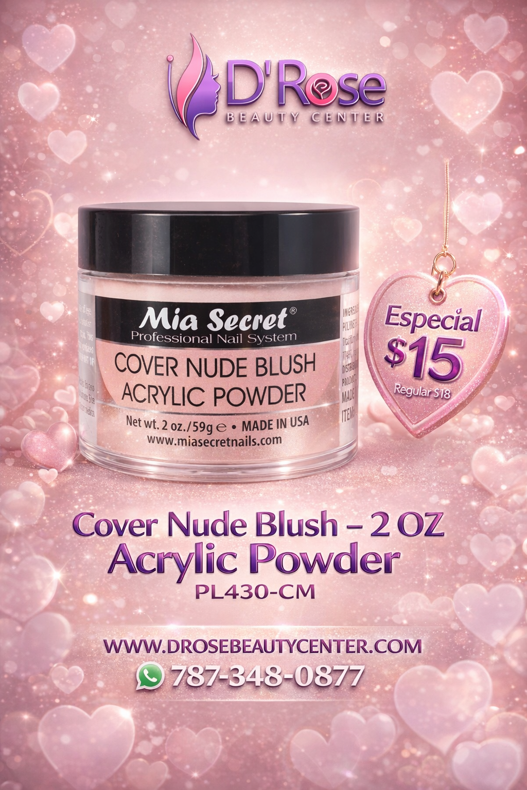 💖✨ Mia Secret® Cover Nude Blush – Acrílico Cover Profesional 2 oz (PL430-CM) ✨💖