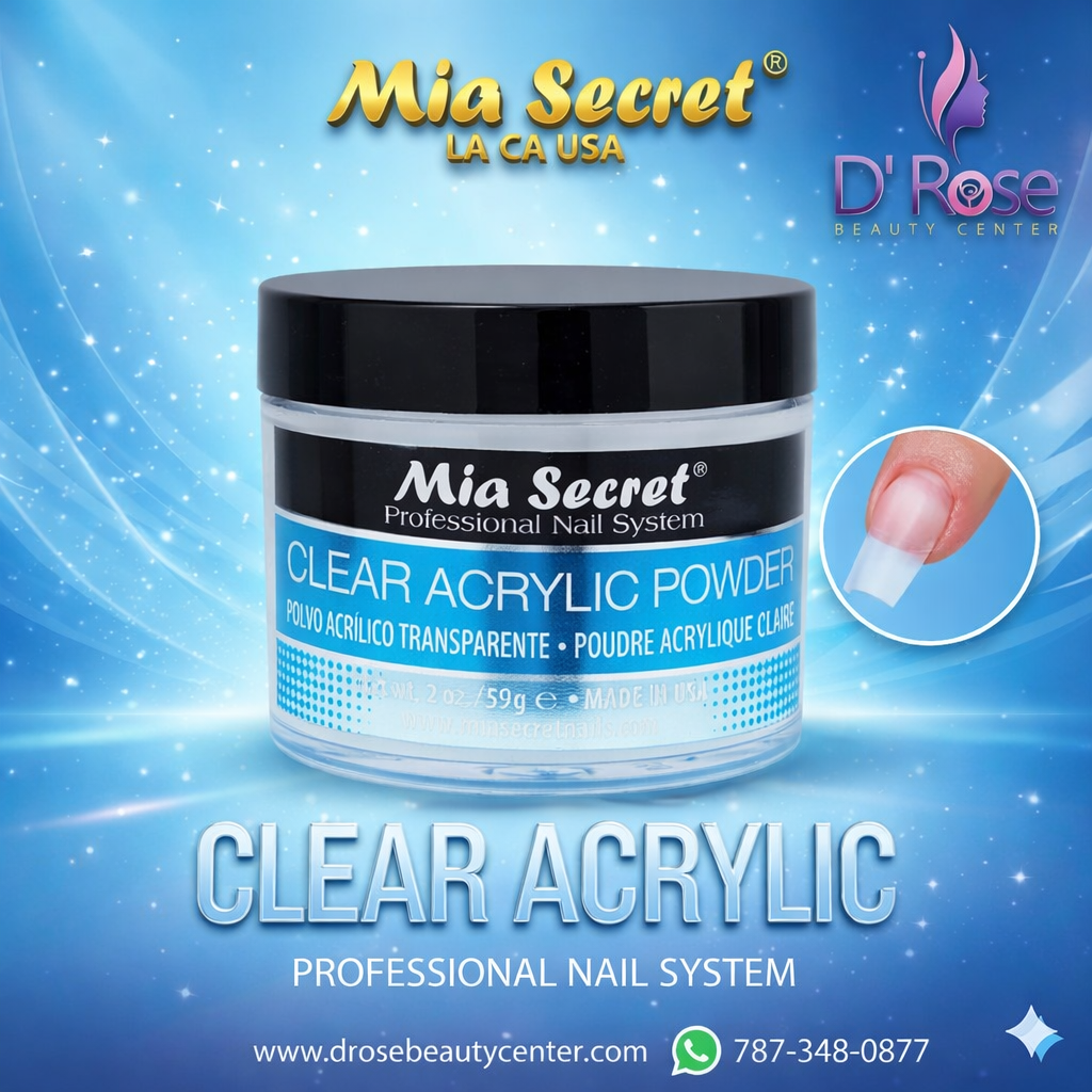 💎✨ Mia Secret® Clear Acrylic Powder 2 oz (59 g) – Acrílico Transparente Profesional PL430-C ✨💎