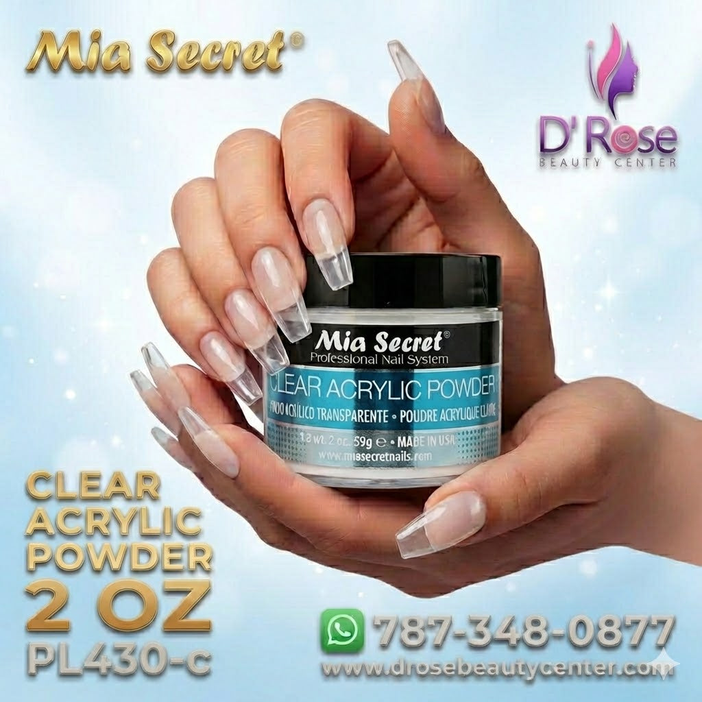 💎✨ Mia Secret® Clear Acrylic Powder 2 oz (59 g) – Acrílico Transparente Profesional PL430-C ✨💎