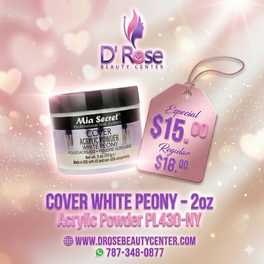 💖✨ Mia Secret® Cover WHITE PEONY 2 oz – Acrílico Cover Profesional PL430-NY ✨💖