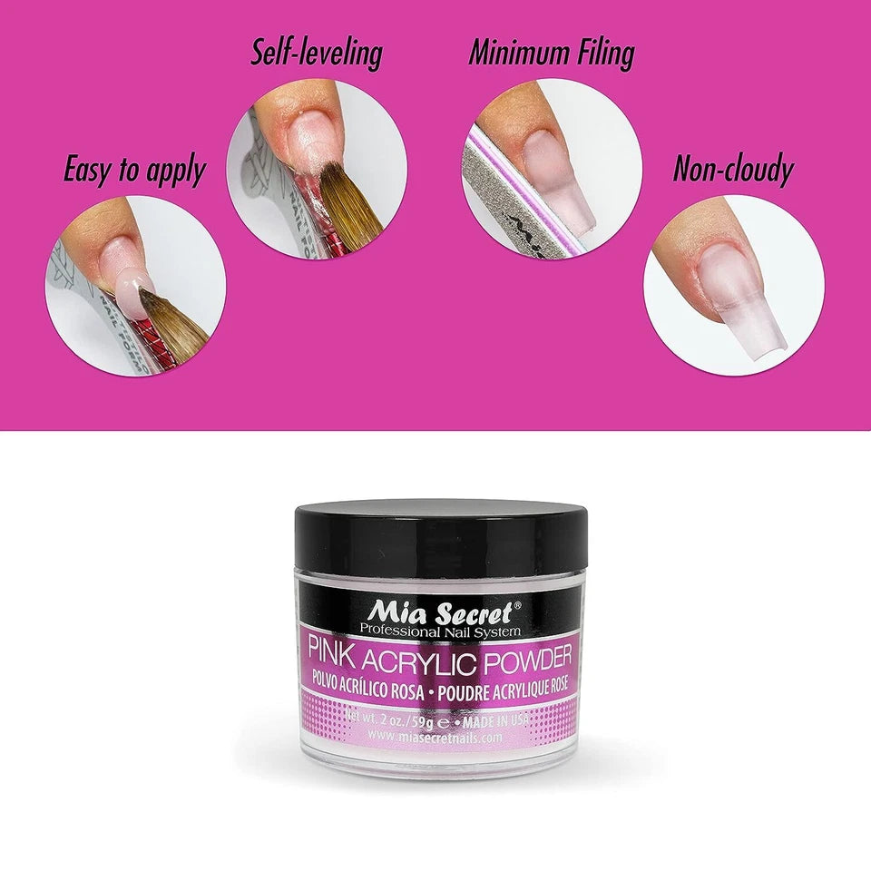 💖 Pink Acrylic Powder 2 oz | Mia Secret® – Base Natural Profesional