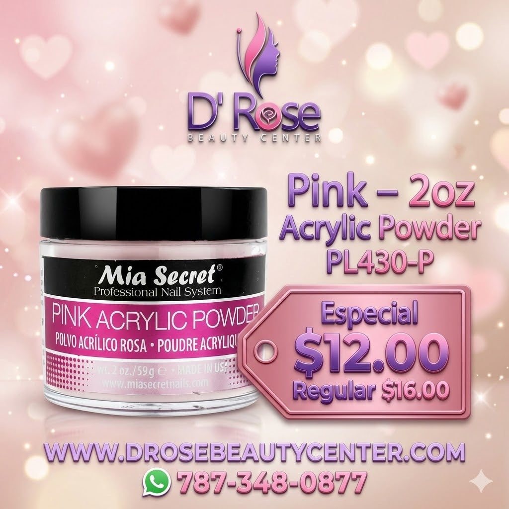 💖 Pink Acrylic Powder 2 oz | Mia Secret® – Base Natural Profesional