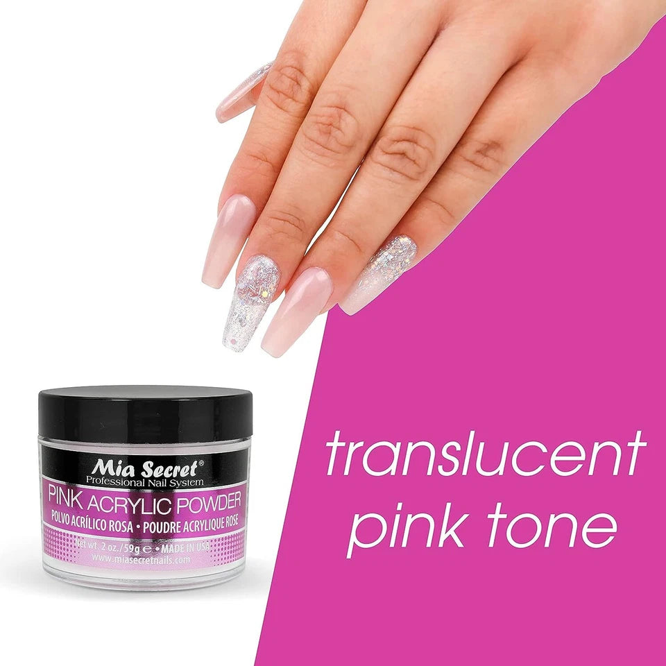💖 Pink Acrylic Powder 2 oz | Mia Secret® – Base Natural Profesional
