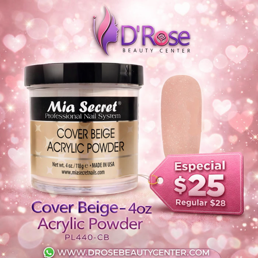 💖✨ Mia Secret® Cover BEIGE – Acrílico Cover Profesional 4 oz (PL440-CB) ✨💖