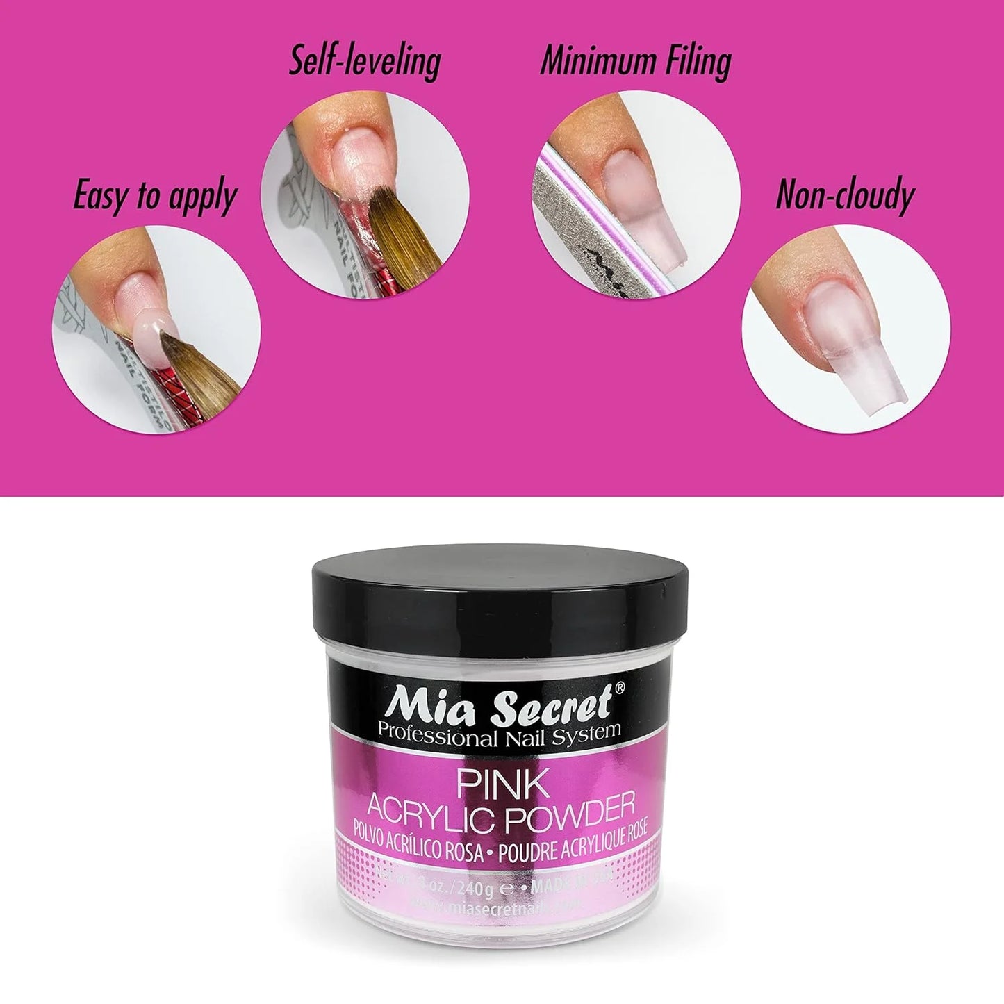 💖✨ Mia Secret® Pink Acrylic Powder 4 oz – Elegancia Natural Profesional (PL440-P) ✨💖