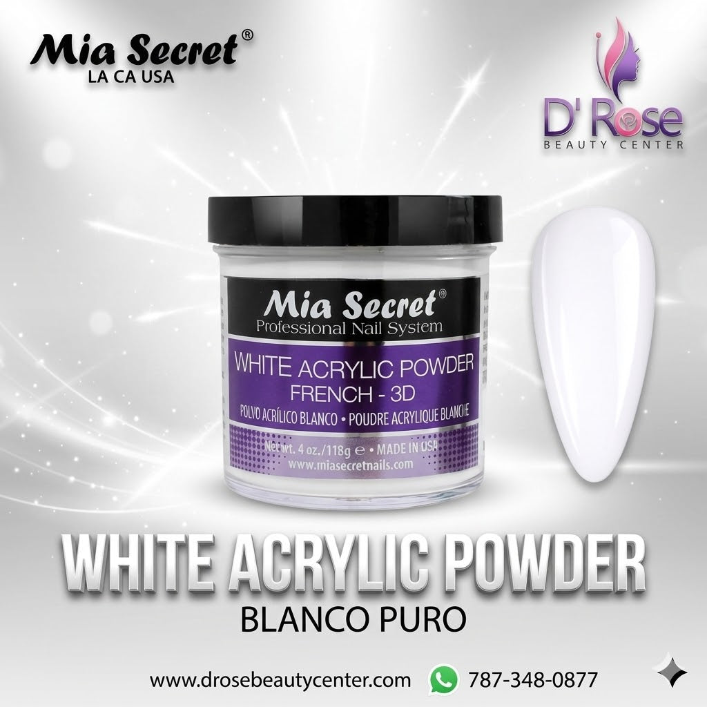 💖✨ Mia Secret® White Acrylic Powder French-3D 4oz | Blanco Puro Profesional ✨💖