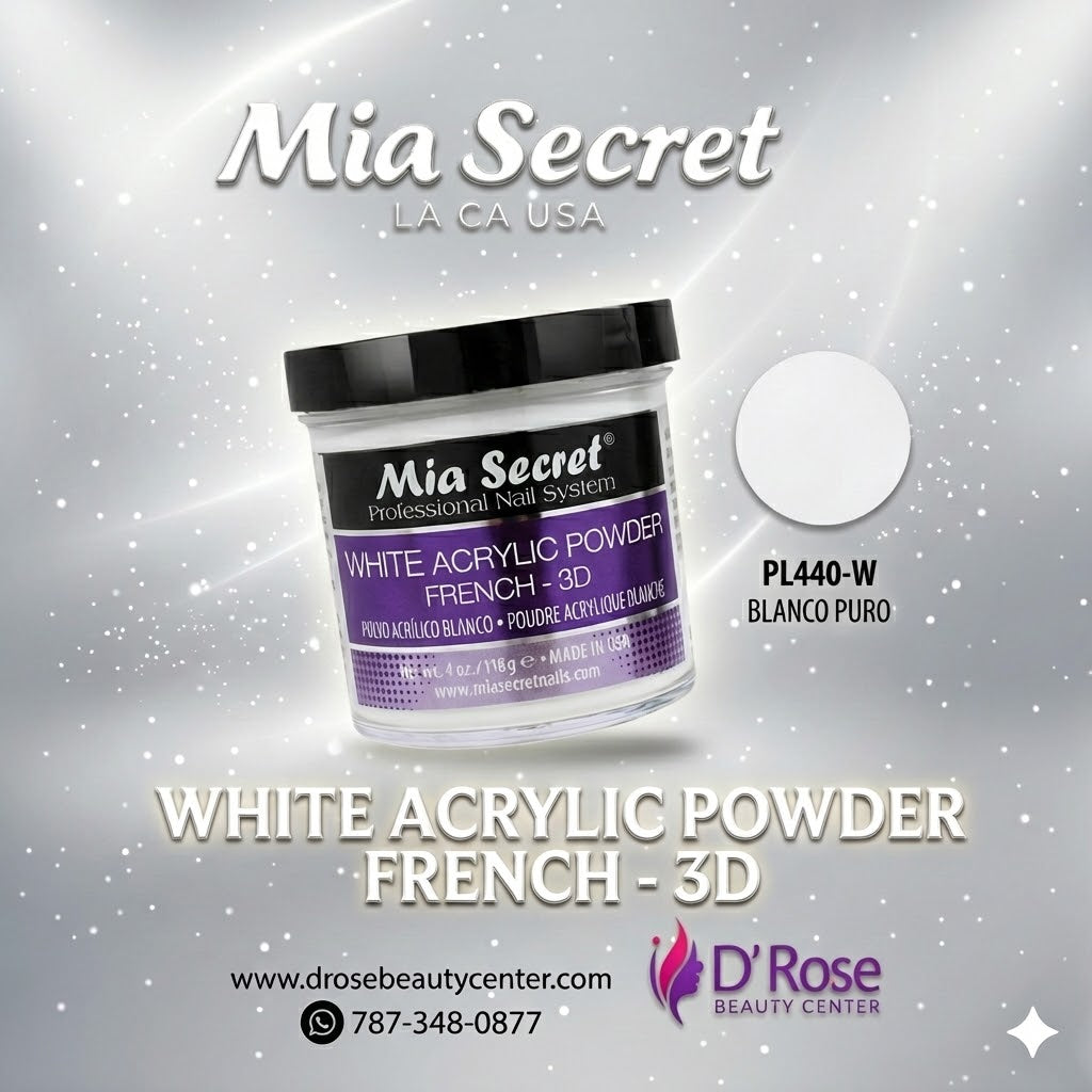 💖✨ Mia Secret® White Acrylic Powder French-3D 4oz | Blanco Puro Profesional ✨💖